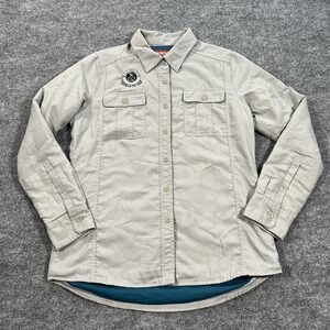 Simms Fishing Shirt Women's Medium Light Green Long Sleeve Shacket Lined Outdoor